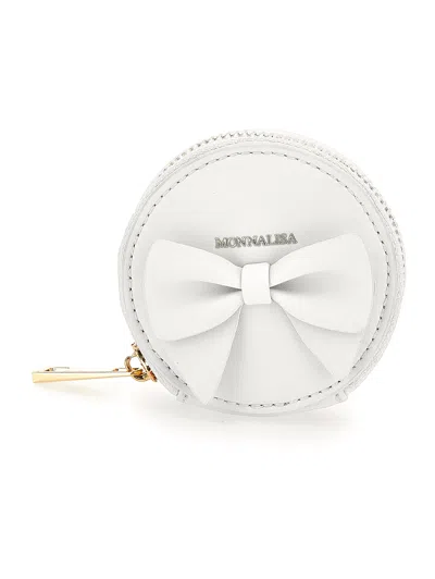 Monnalisa Kids'   Regenerated Leather Bracelet Purse In Ecru