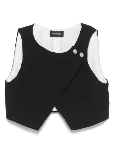 Monnalisa Kids' Asymmetric-hem Top In Black