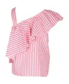 Monnalisa Asymmetric Striped Top In Pink