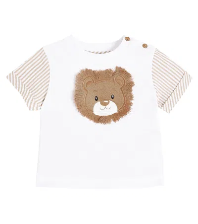 Monnalisa Baby Bear-appliqué Cotton T-shirt In Multicoloured