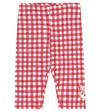 Monnalisa Baby Checked Cotton-blend Leggings In Rosso+rosa