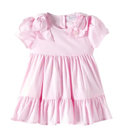Monnalisa Baby Cotton Poplin Dress In Pink