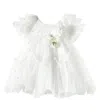 Monnalisa Baby Daisy Embellished Tulle Dress In White