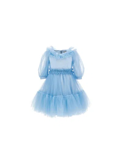 Monnalisa Baby Dress  17f903_t9945 In Blue