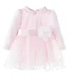 Monnalisa Baby Embroidered Tulle Dress In Pink