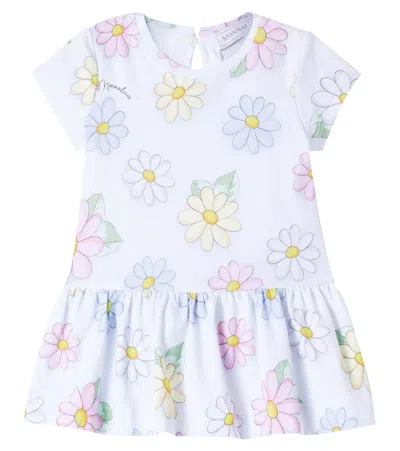 Monnalisa Baby Floral Cotton-blend Jersey Dress In Multicoloured