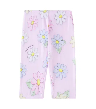 MONNALISA BABY FLORAL COTTON-BLEND LEGGINGS