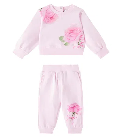 Monnalisa Baby Set Aus Sweatshirt Und Jogginghose In Pink