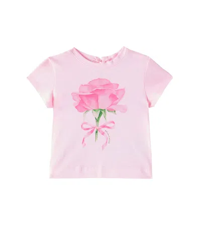 Monnalisa Baby Bedrucktes T-shirt Aus Baumwoll-jersey In Pink