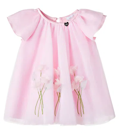 Monnalisa Baby Floral Dress In Pink