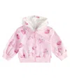 Monnalisa Baby Floral Jersey Zip-up Hoodie In Pink