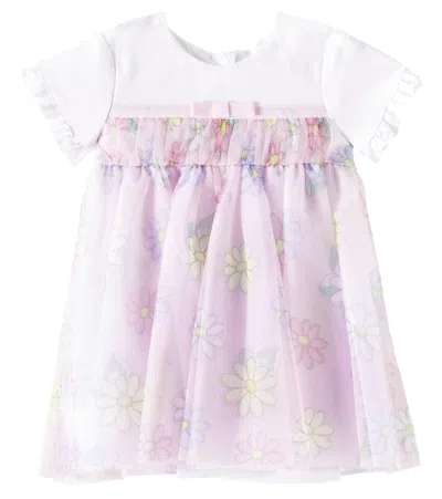 Monnalisa Baby Floral Tulle Dress In Multicolor