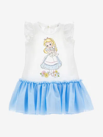 Monnalisa Baby Girls Alice In Wonderland Dress In White