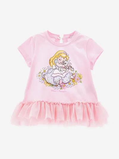 Monnalisa Kids'  Baby Girls Alice In Wonderland T-shirt In Pink