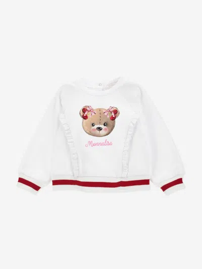 Monnalisa Baby Girls Bear Sweatshirt In White
