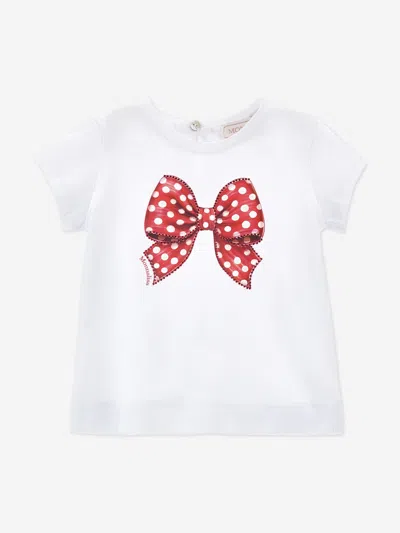 Monnalisa Baby Girls Bow Print T-shirt In White