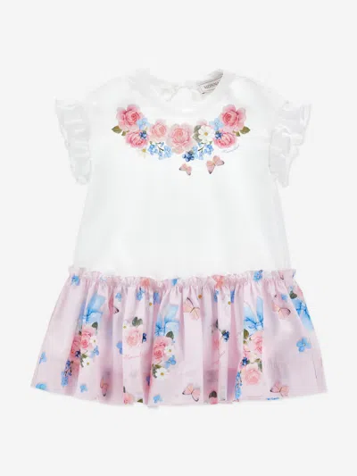 Monnalisa Baby Girls Butterflies And Flowers Dress In White