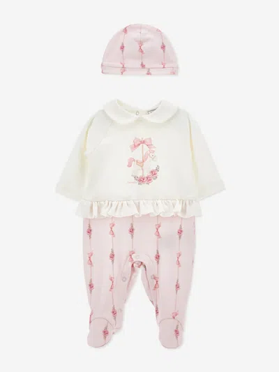 Monnalisa Baby Girls Carousel Horse Babygrow Gift Set In Pink