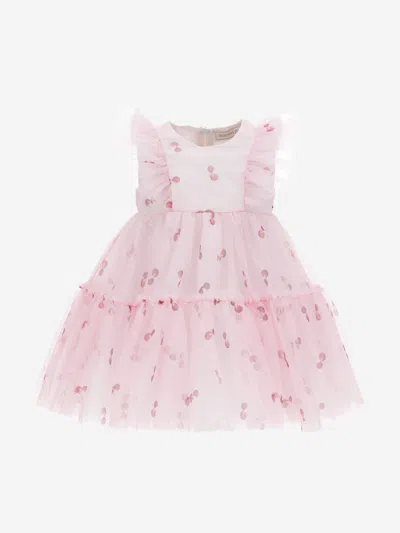 Monnalisa Baby Girls Cherries Tulle Dress In Pink