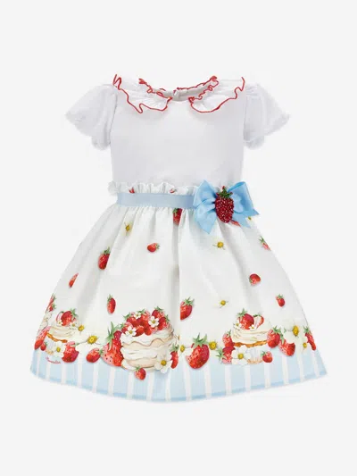 Monnalisa Baby Girls Cotton Strawberries Dress In White