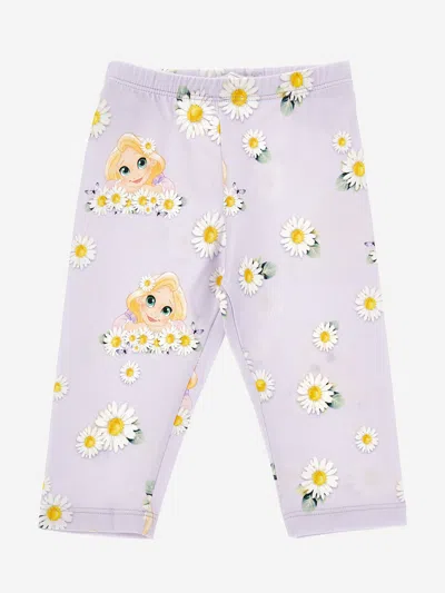 Monnalisa Babies' Daisy-print Stretch-cotton Leggings In Purple