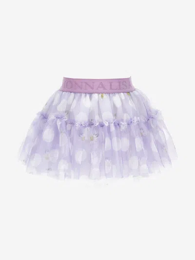 Monnalisa Baby Girls Daisy Polka Dots Tulle Skirt In Purple