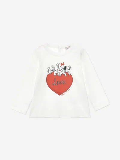 Monnalisa Baby Girls Disney 101 Dalmations T-shirt In White