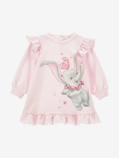 Monnalisa Babies' Ruffle-detail Cotton Dress In Pink