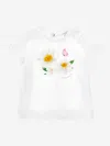 Monnalisa Girls White Cotton Flower T-shirt In White