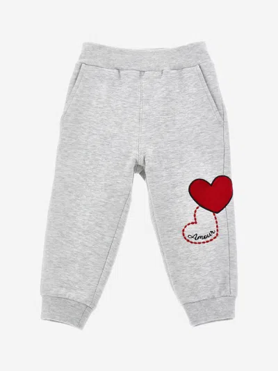 Monnalisa Baby Girls Heart Joggers In Grey