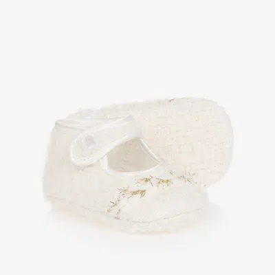 Monnalisa Baby Girls Ivory Bouclé Pre-walker Shoes