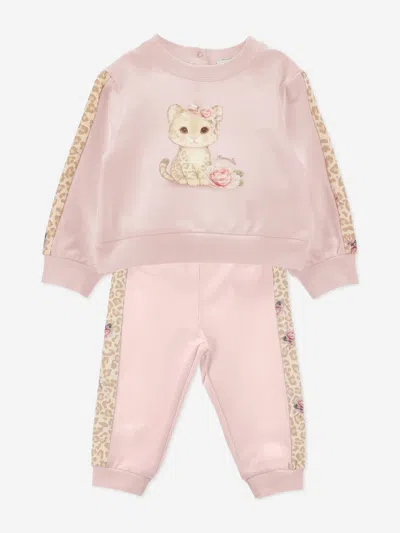 Monnalisa Baby Girls Leopard Cub Tracksuit In Pink