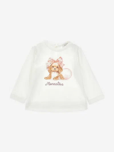 Monnalisa Kids'  Baby Girls Long Sleeve Puppy T-shirt In White