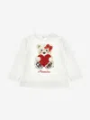 Monnalisa Teddy Bear-print Cotton T-shirt In White
