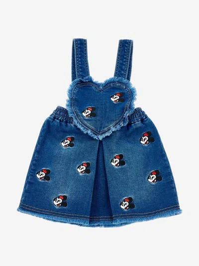 Monnalisa Baby Girls Minnie Mouse Denim Dress In Blue