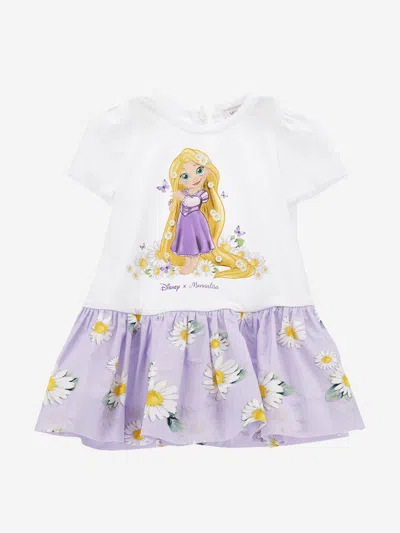 Monnalisa Baby Printed Cotton-blend Jersey Dress In Purple