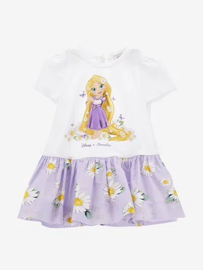 Monnalisa Babies' X Disney Floral-print Dress In Purple