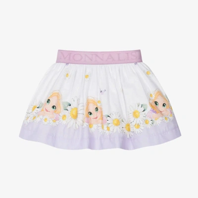 Monnalisa Baby Girls Purple Cotton Disney Skirt In White