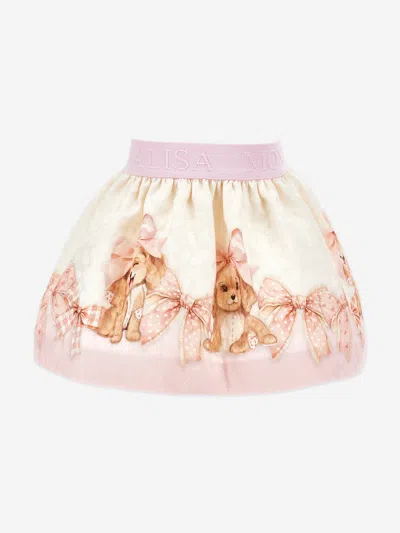 Monnalisa Baby Girls Quilted Puppy Skirt In Pink