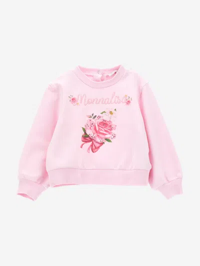 Monnalisa Baby Girls Rose Sweatshirt In Pink
