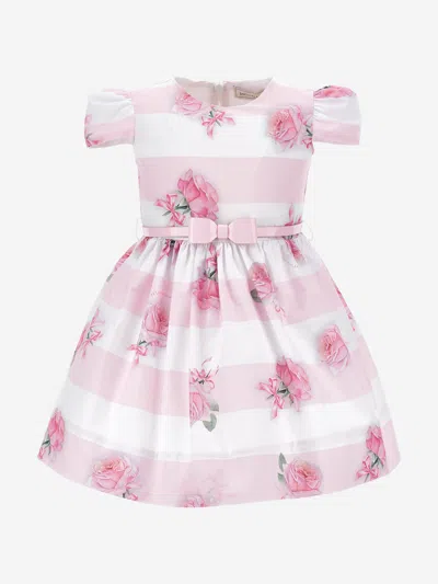 Monnalisa Baby Girls Striped Rose Dress In Pink