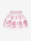 Monnalisa Rose-print Skirt In Pink