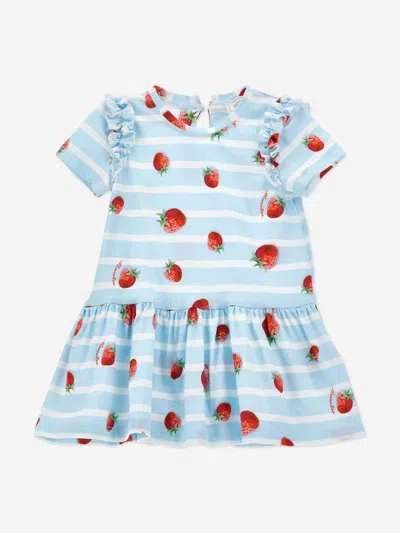 Monnalisa Baby Girls Striped Strawberry Dress In Multi