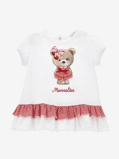 Monnalisa Baby Girls Teddy Bear Maxi T-shirt In White