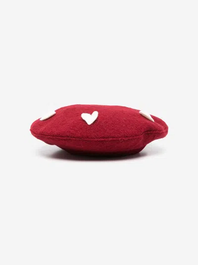 Monnalisa Kids'  Baby Girls Wool Diamante Bobble Hat In Red