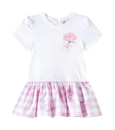 Monnalisa Baby Printed Cotton-blend Dress In White