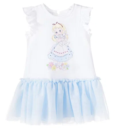 Monnalisa Baby Printed Cotton Dress In Multicoloured