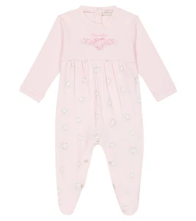 Monnalisa Baby Printed Cotton Jersey Onesie In Pink