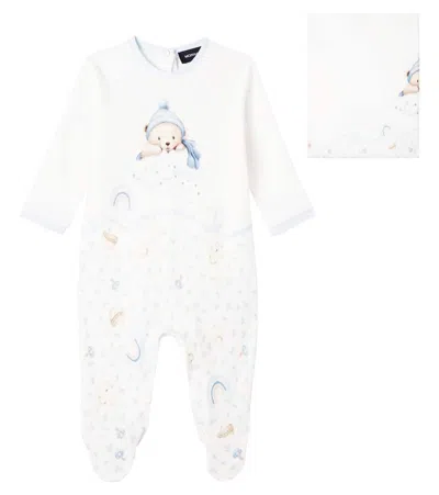 Monnalisa Baby Printed Cotton Onesie And Blanket In Multi