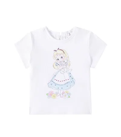 Monnalisa Baby Printed Cotton T-shirt In White